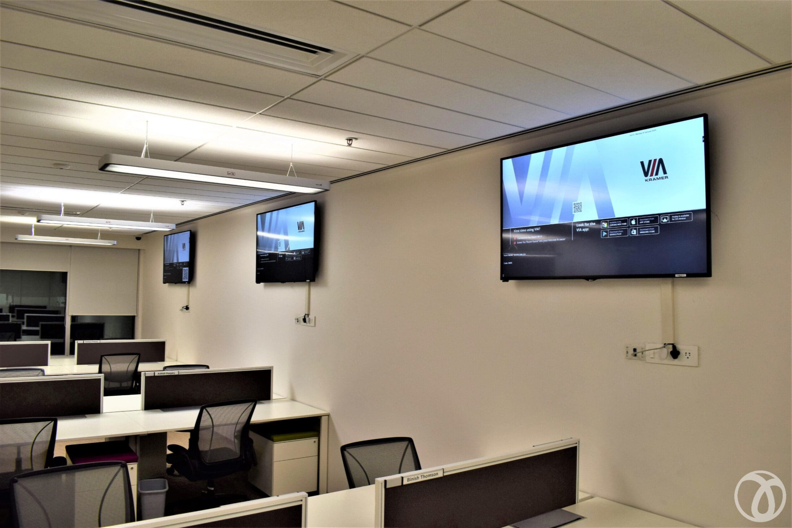 Video walls to showcase content and conferencing facilities for all meeting rooms.